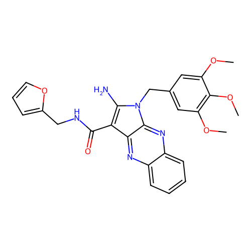 2-amino-N-(furan-2-ylmethyl)-1-(3,4,5-trimethoxybenzyl)-1H-pyrrolo[2,3-b]quinoxaline-3-carboxamide structure