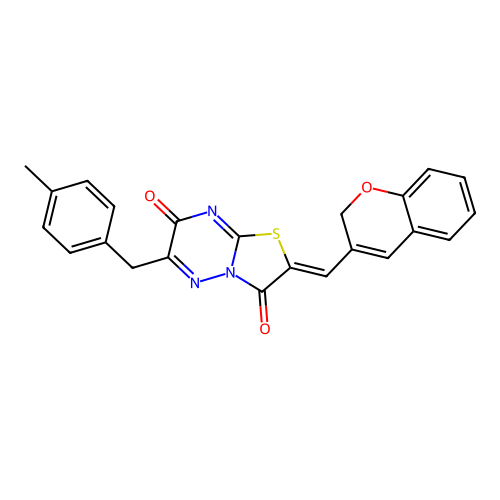 (2Z)-2-(2H-chromen-3-ylmethylidene)-6-(4-methylbenzyl)-7H-[1,3]thiazolo[3,2-b][1,2,4]triazine-3,7(2H)-dione structure