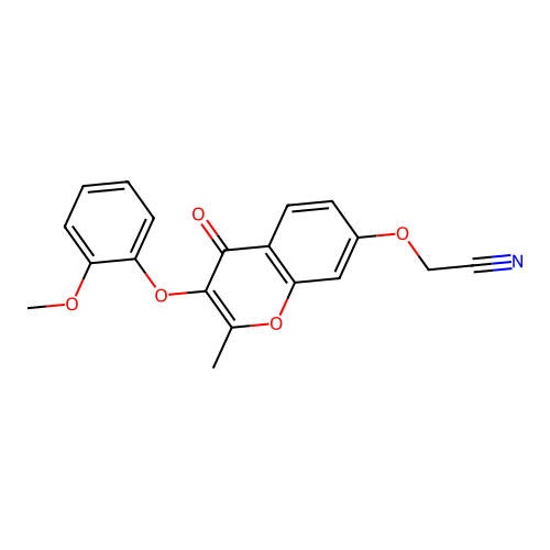 2-((3-(2-methoxyphenoxy)-2-methyl-4-oxo-4H-chromen-7-yl)oxy)acetonitrile structure