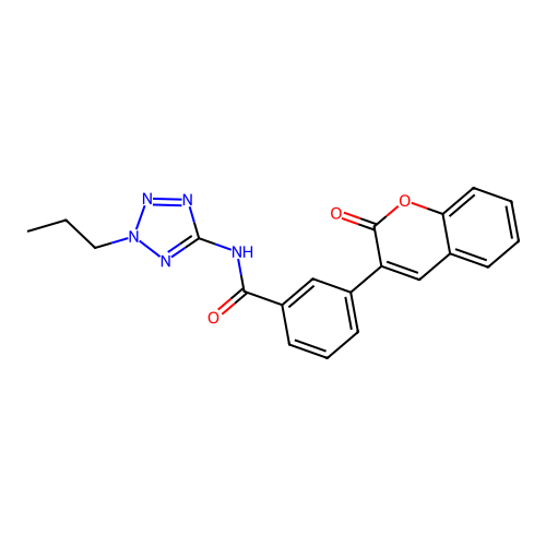 3-(2-oxo-2H-chromen-3-yl)-N-(2-propyl-2H-tetrazol-5-yl)benzamide structure