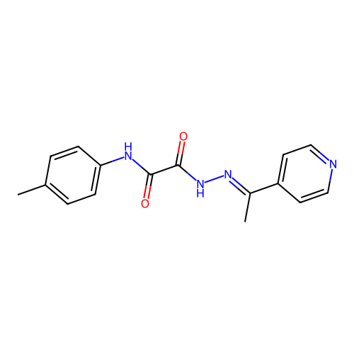 (E)-2-oxo-2-(2-(1-(pyridin-4-yl)ethylidene)hydrazinyl)-N-(p-tolyl)acetamide structure