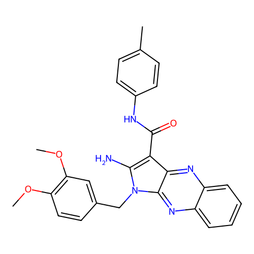 2-amino-1-(3,4-dimethoxybenzyl)-N-(p-tolyl)-1H-pyrrolo[2,3-b]quinoxaline-3-carboxamide structure