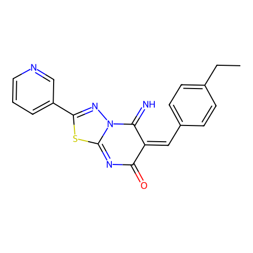 (E)-6-(4-ethylbenzylidene)-5-imino-2-(pyridin-3-yl)-5H-[1,3,4]thiadiazolo[3,2-a]pyrimidin-7(6H)-one structure