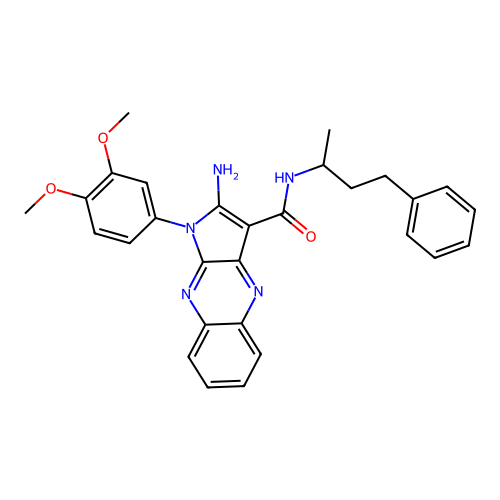 2-amino-1-(3,4-dimethoxyphenyl)-N-(4-phenylbutan-2-yl)-1H-pyrrolo[2,3-b]quinoxaline-3-carboxamide structure