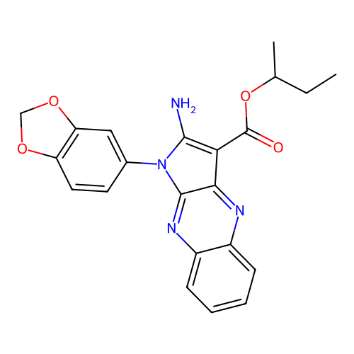 butan-2-yl 2-amino-1-(1,3-benzodioxol-5-yl)-1H-pyrrolo[2,3-b]quinoxaline-3-carboxylate structure