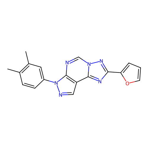 7-(3,4-dimethylphenyl)-2-(furan-2-yl)-7H-pyrazolo[4,3-e][1,2,4]triazolo[1,5-c]pyrimidine structure