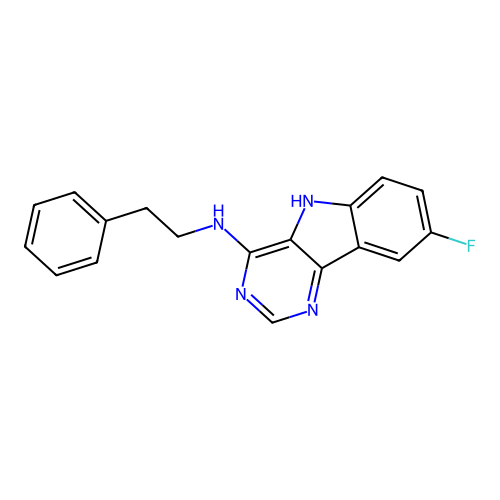 8-fluoro-N-phenethyl-5H-pyrimido[5,4-b]indol-4-amine structure