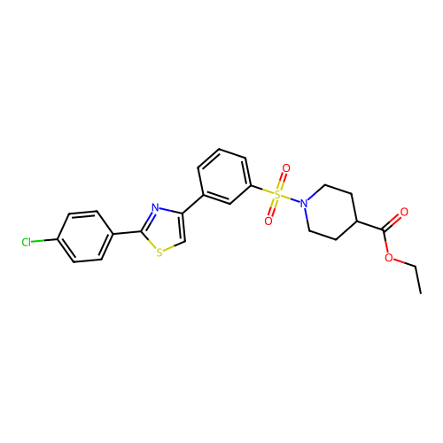 ethyl 1-({3-[2-(4-chlorophenyl)-1,3-thiazol-4-yl]phenyl}sulfonyl)-4-piperidinecarboxylate structure