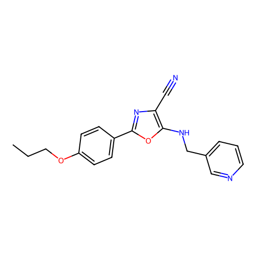2-(4-Propoxyphenyl)-5-[(pyridin-3-ylmethyl)amino]-1,3-oxazole-4-carbonitrile structure