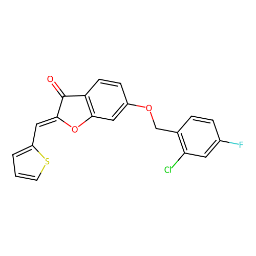 6-[(2-Chloro-4-fluorophenyl)methoxy]-2-(2-thienylmethylene)benzo[b]furan-3-one structure