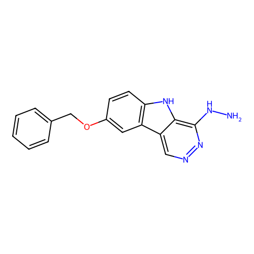4H-Pyridazino(4,5-b)indol-4-one, 3,5-dihydro-8-(phenylmethoxy)-, hydrazone structure
