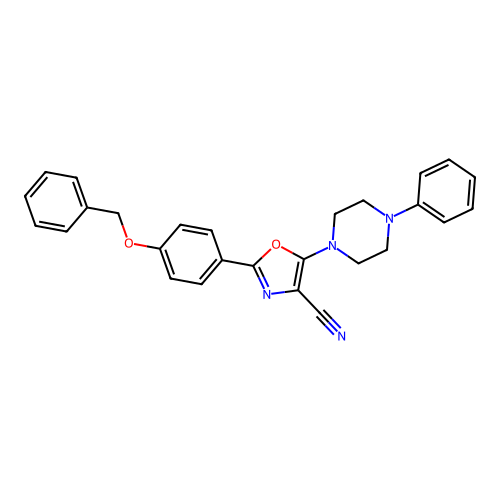 2-[4-(Benzyloxy)phenyl]-5-(4-phenylpiperazin-1-yl)-1,3-oxazole-4-carbonitrile structure