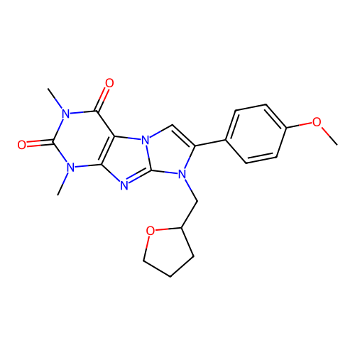 7-(4-methoxyphenyl)-2,4-dimethyl-6-(oxolan-2-ylmethyl)purino[7,8-a]imidazole-1,3-dione structure