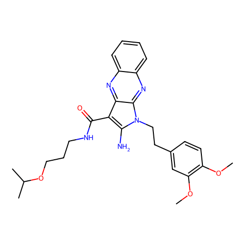 2-amino-1-(3,4-dimethoxyphenethyl)-N-(3-isopropoxypropyl)-1H-pyrrolo[2,3-b]quinoxaline-3-carboxamide structure