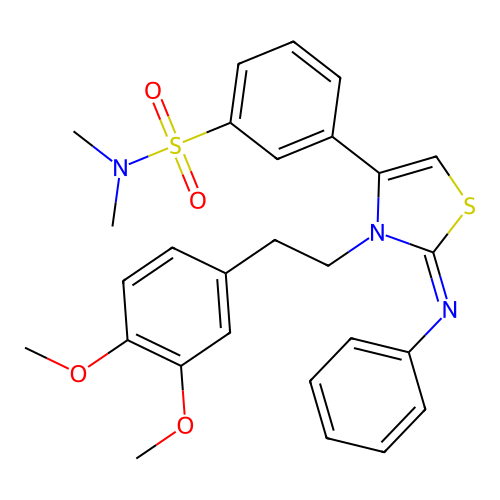 3-[(2Z)-3-[2-(3,4-dimethoxyphenyl)ethyl]-2-(phenylimino)-2,3-dihydro-1,3-thiazol-4-yl]-N,N-dimethylbenzenesulfonamide structure