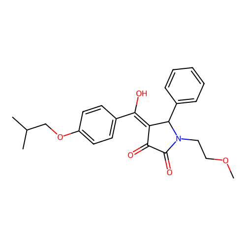 3-hydroxy-1-(2-methoxyethyl)-4-[4-(2-methylpropoxy)benzoyl]-5-phenyl-2,5-dihydro-1H-pyrrol-2-one structure