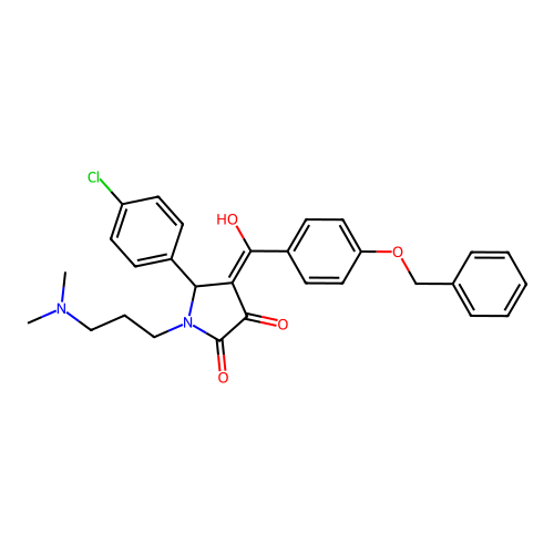 (4E)-5-(4-chlorophenyl)-1-[3-(dimethylamino)propyl]-4-[hydroxy-(4-phenylmethoxyphenyl)methylidene]pyrrolidine-2,3-dione structure