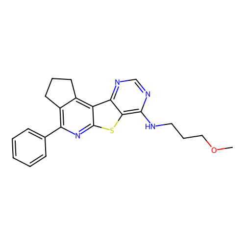 N-(3-methoxypropyl)-4-phenyl-2,3-dihydro-1H-cyclopenta[4',5']pyrido[3',2':4,5]thieno[3,2-d]pyrimidin-7-amine structure