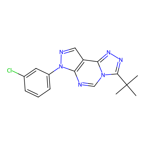 3-(tert-butyl)-7-(3-chlorophenyl)-7H-pyrazolo[4,3-e][1,2,4]triazolo[4,3-c]pyrimidine structure