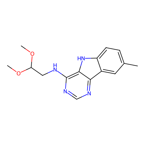 N-(2,2-dimethoxyethyl)-8-methyl-5H-pyrimido[5,4-b]indol-4-amine structure