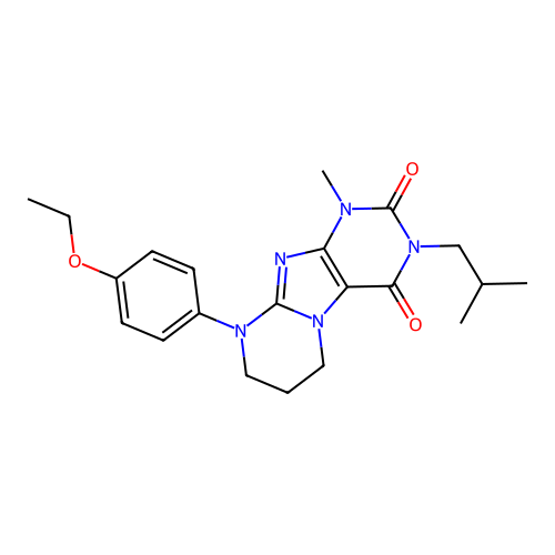 9-(4-ethoxyphenyl)-1-methyl-3-(2-methylpropyl)-6,7,8,9-tetrahydropyrimido[2,1-f]purine-2,4(1H,3H)-dione structure