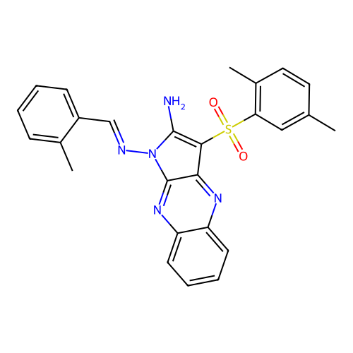 (E)-3-((2,5-dimethylphenyl)sulfonyl)-N1-(2-methylbenzylidene)-1H-pyrrolo[2,3-b]quinoxaline-1,2-diamine structure