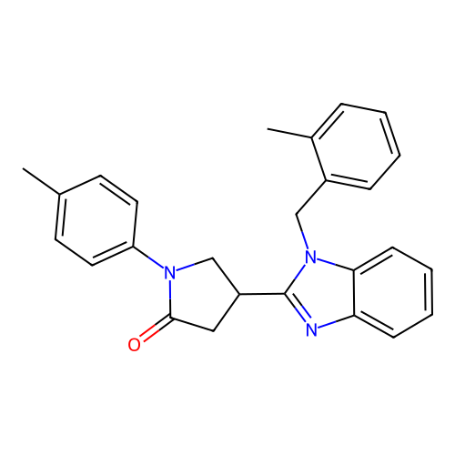 4-(1-(2-methylbenzyl)-1H-benzo[d]imidazol-2-yl)-1-(p-tolyl)pyrrolidin-2-one structure