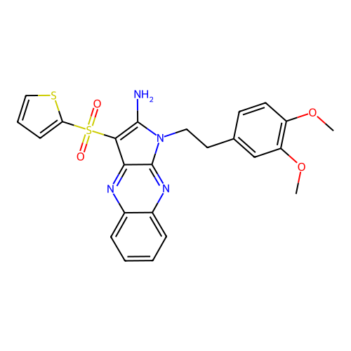 1-[2-(3,4-dimethoxyphenyl)ethyl]-3-thiophen-2-ylsulfonylpyrrolo[3,2-b]quinoxalin-2-amine structure