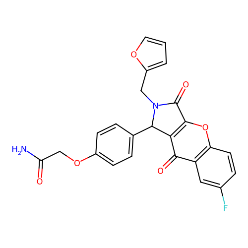 2-(4-(7-fluoro-2-(furan-2-ylmethyl)-3,9-dioxo-1,2,3,9-tetrahydrochromeno[2,3-c]pyrrol-1-yl)phenoxy)acetamide structure
