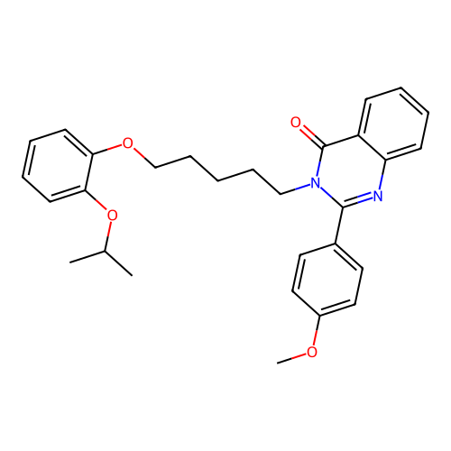2-(4-methoxyphenyl)-3-{5-[2-(propan-2-yloxy)phenoxy]pentyl}quinazolin-4(3H)-one structure