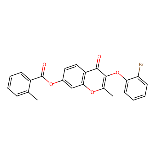 3-(2-bromophenoxy)-2-methyl-4-oxo-4H-chromen-7-yl 2-methylbenzoate structure