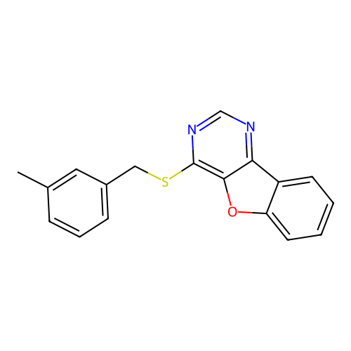 4-((3-Methylbenzyl)thio)benzofuro[3,2-d]pyrimidine structure