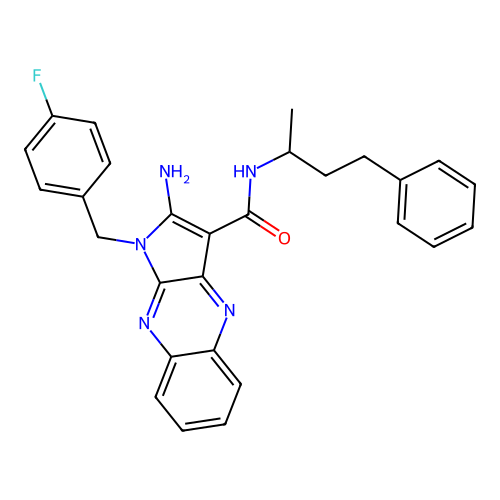 2-amino-1-(4-fluorobenzyl)-N-(4-phenylbutan-2-yl)-1H-pyrrolo[2,3-b]quinoxaline-3-carboxamide structure