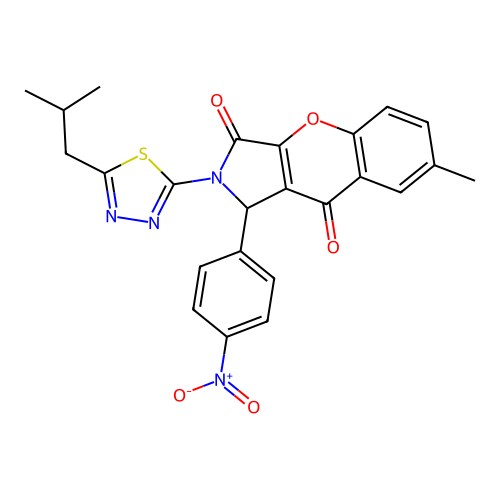 2-(5-isobutyl-1,3,4-thiadiazol-2-yl)-7-methyl-1-(4-nitrophenyl)-1,2-dihydrochromeno[2,3-c]pyrrole-3,9-dione structure