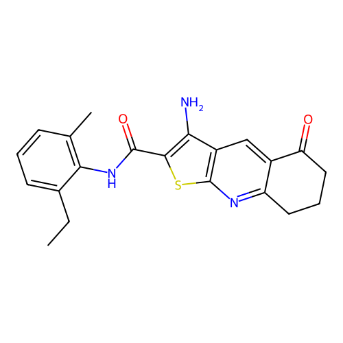 3-amino-N-(2-ethyl-6-methylphenyl)-5-oxo-5,6,7,8-tetrahydrothieno[2,3-b]quinoline-2-carboxamide structure