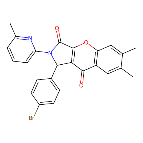 1-(4-bromophenyl)-6,7-dimethyl-2-(6-methylpyridin-2-yl)-1,2-dihydrochromeno[2,3-c]pyrrole-3,9-dione structure