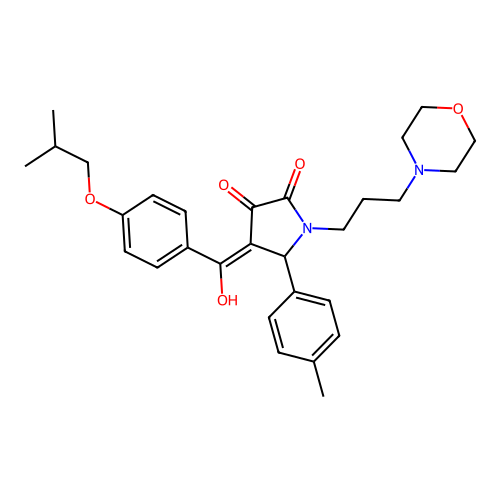 3-hydroxy-4-(4-isobutoxybenzoyl)-1-(3-morpholinopropyl)-5-(p-tolyl)-1H-pyrrol-2(5H)-one structure