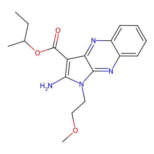 sec-butyl 2-amino-1-(2-methoxyethyl)-1H-pyrrolo[2,3-b]quinoxaline-3-carboxylate structure