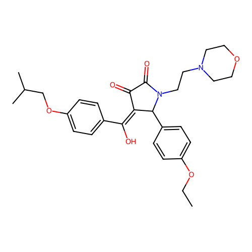 (4E)-5-(4-ethoxyphenyl)-4-[hydroxy-[4-(2-methylpropoxy)phenyl]methylidene]-1-(2-morpholin-4-ylethyl)pyrrolidine-2,3-dione structure