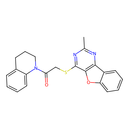 1-(3,4-dihydro-2H-quinolin-1-yl)-2-[(2-methyl-[1]benzofuro[3,2-d]pyrimidin-4-yl)sulfanyl]ethanone structure