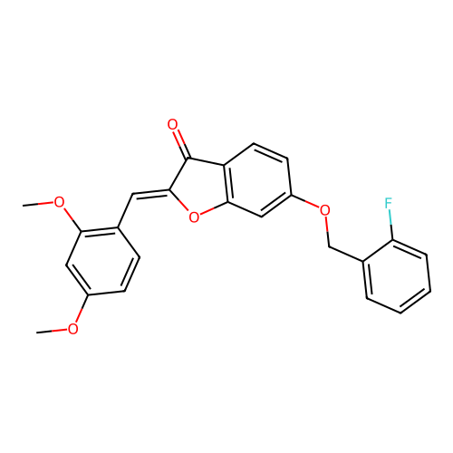 (Z)-2-(2,4-dimethoxybenzylidene)-6-((2-fluorobenzyl)oxy)benzofuran-3(2H)-one structure
