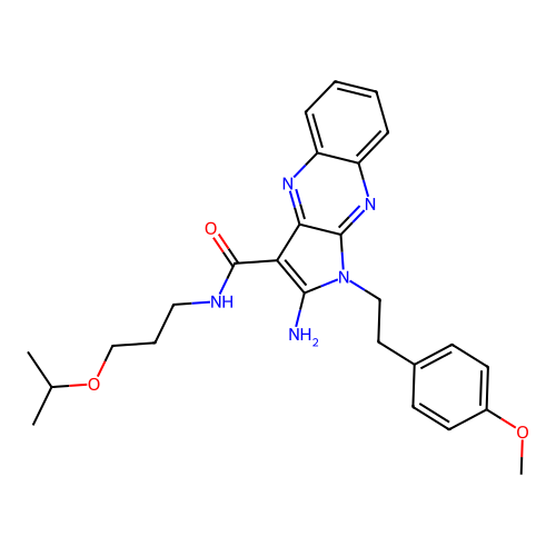 2-amino-1-[2-(4-methoxyphenyl)ethyl]-N-(3-propan-2-yloxypropyl)pyrrolo[3,2-b]quinoxaline-3-carboxamide structure