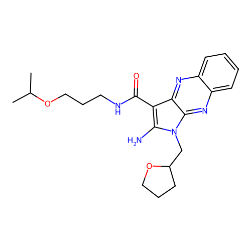 2-amino-1-(oxolan-2-ylmethyl)-N-(3-propan-2-yloxypropyl)pyrrolo[3,2-b]quinoxaline-3-carboxamide structure