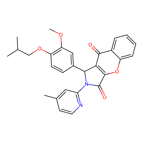 1-[3-methoxy-4-(2-methylpropoxy)phenyl]-2-(4-methylpyridin-2-yl)-1,2-dihydrochromeno[2,3-c]pyrrole-3,9-dione structure