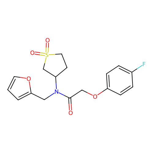 N-(1,1-dioxidotetrahydrothiophen-3-yl)-2-(4-fluorophenoxy)-N-(furan-2-ylmethyl)acetamide structure