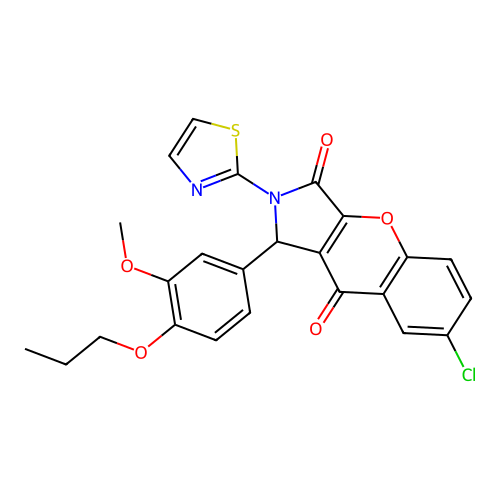 7-chloro-1-(3-methoxy-4-propoxyphenyl)-2-(1,3-thiazol-2-yl)-1,2-dihydrochromeno[2,3-c]pyrrole-3,9-dione structure