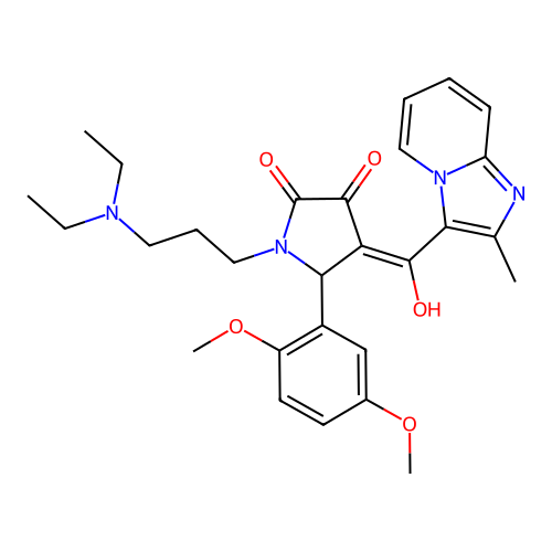 (4E)-1-[3-(diethylamino)propyl]-5-(2,5-dimethoxyphenyl)-4-[hydroxy-(2-methylimidazo[1,2-a]pyridin-3-yl)methylidene]pyrrolidine-2,3-dione structure