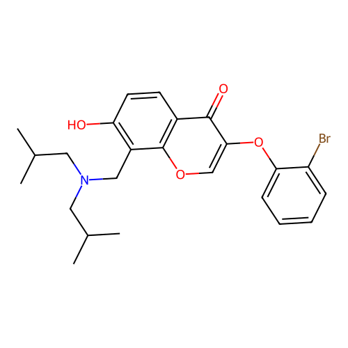 8-{[bis(2-methylpropyl)amino]methyl}-3-(2-bromophenoxy)-7-hydroxy-4H-chromen-4-one structure