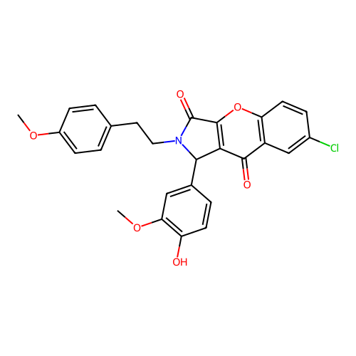 7-chloro-1-(4-hydroxy-3-methoxyphenyl)-2-[2-(4-methoxyphenyl)ethyl]-1,2-dihydrochromeno[2,3-c]pyrrole-3,9-dione structure