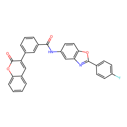 N-[2-(4-fluorophenyl)-1,3-benzoxazol-5-yl]-3-(2-oxo-2H-chromen-3-yl)benzamide structure